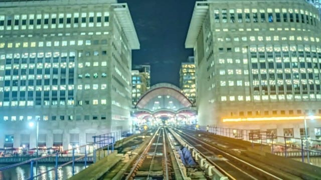 Video thumbnail for marketing promotion showing stock footage of DLR train, compiled and edited by Serious Content, London