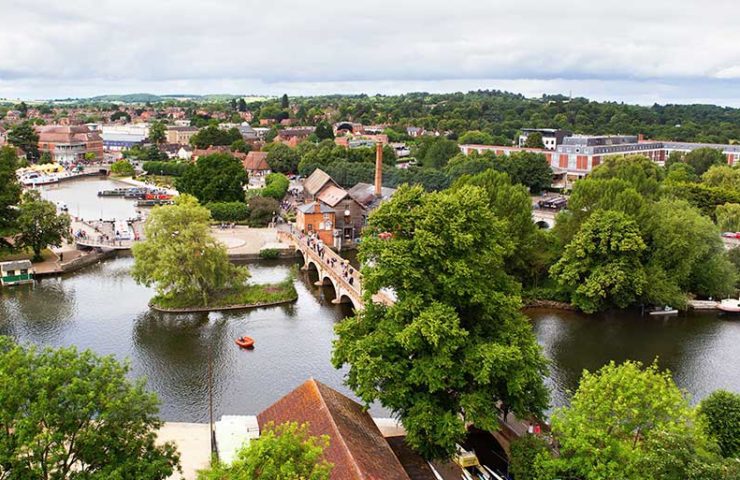 Stratford upon Avon river bridge, aerial view