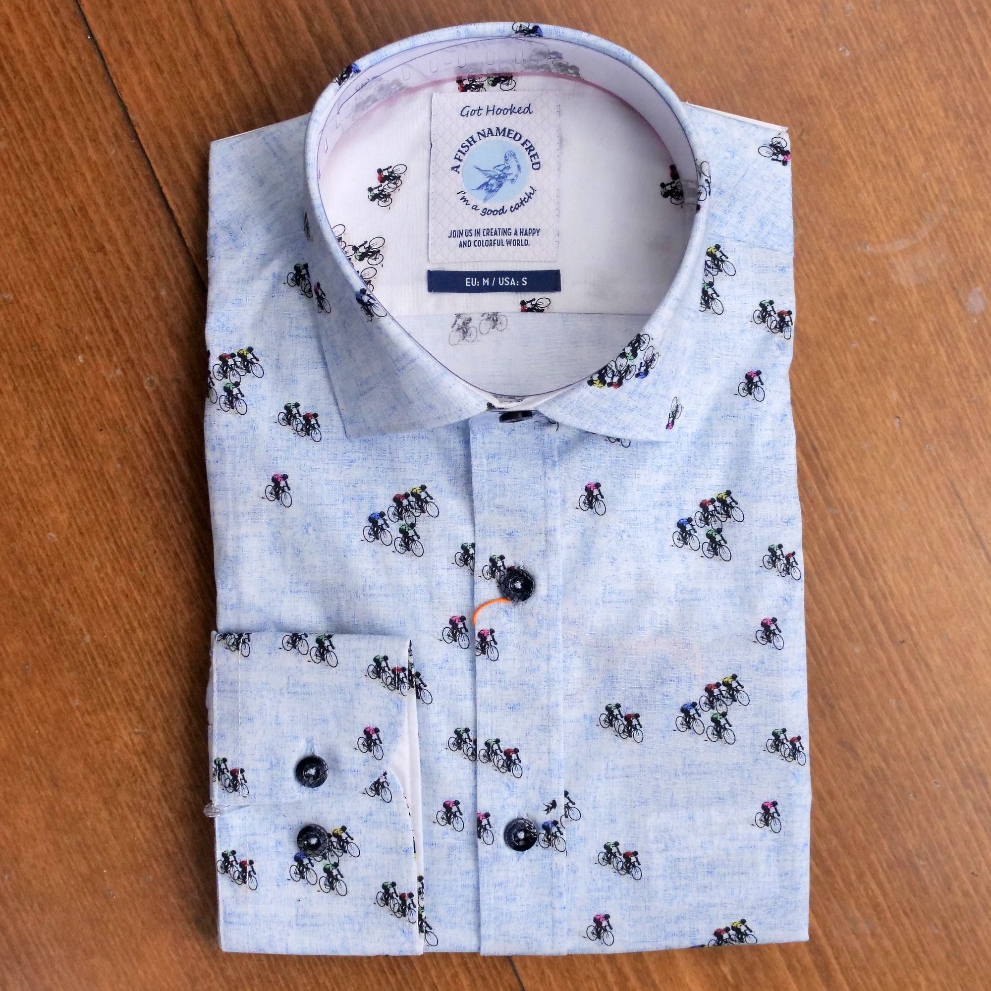 Gabucci take on a cycling shirt, beautiful fabric with lots of tiny cyclists depicted, to describe a busy weekend of events in Bath