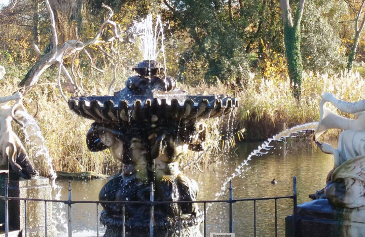Slow motion capture of fountain in the Italian Garden Kensington from This Video Works 2022 showreel