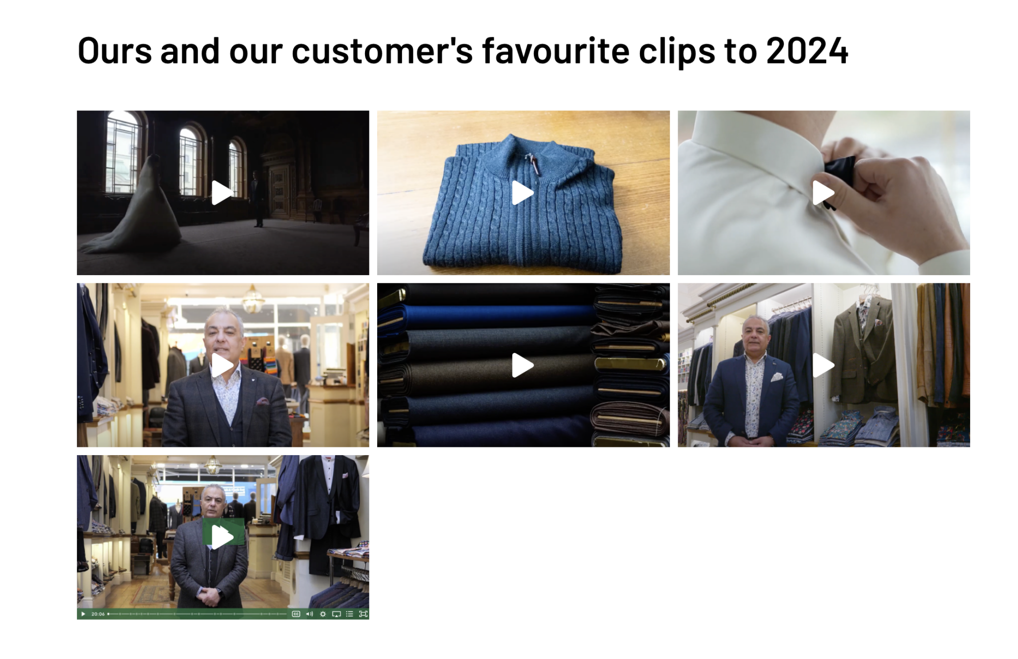 Gabucci video gallery linked to YouTube showing customers favourite clips