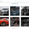 Screen grab of web site demo for automotive garages including restoration, features stock footage and images from Pexels image library