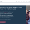 Screen grab of web site demo for automotive garages including restoration, features stock footage and images from Pexels image library