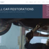 Screen grab of web site demo for automotive garages including restoration, features stock footage and images from Pexels image library
