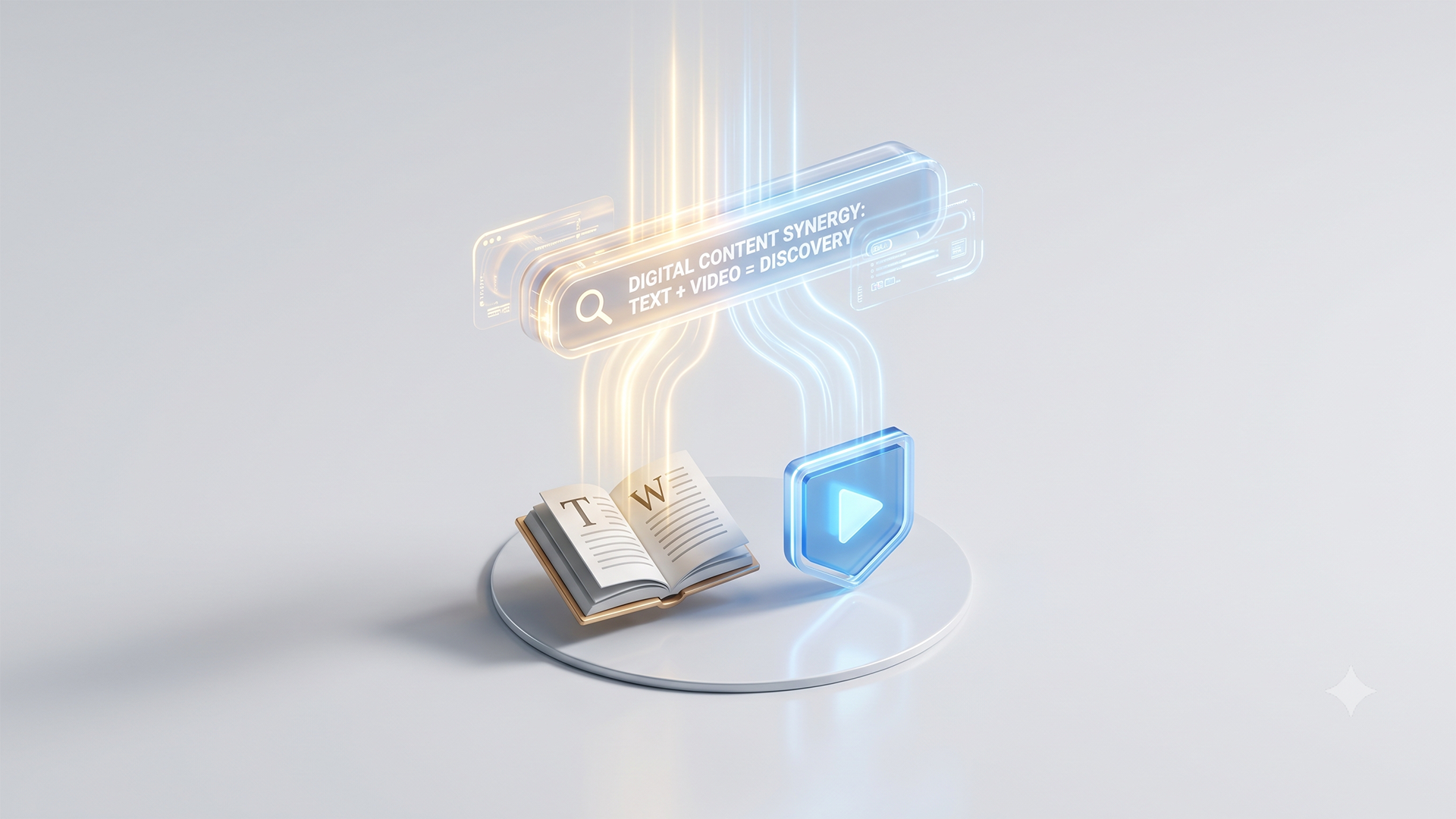 Image to represent AI optimised video and written content, showing how both video and written content can be used successfully to get you found online.
