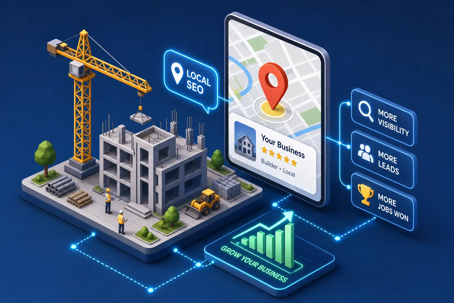 image to represent local SEO for builders, from This Video Works, Edinburgh, London and Worcester