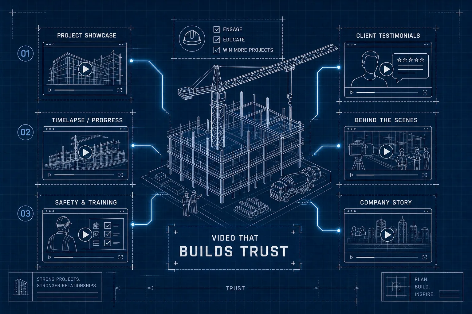 image to illustrate video types for construction companies, from This Video Works, Edinburgh, London and Worcester