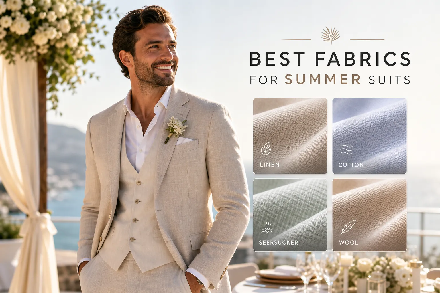 AI generated image to convey choosing the best fabric for a summer wedding, from This Video Works, London, Worcester and Edinburgh
