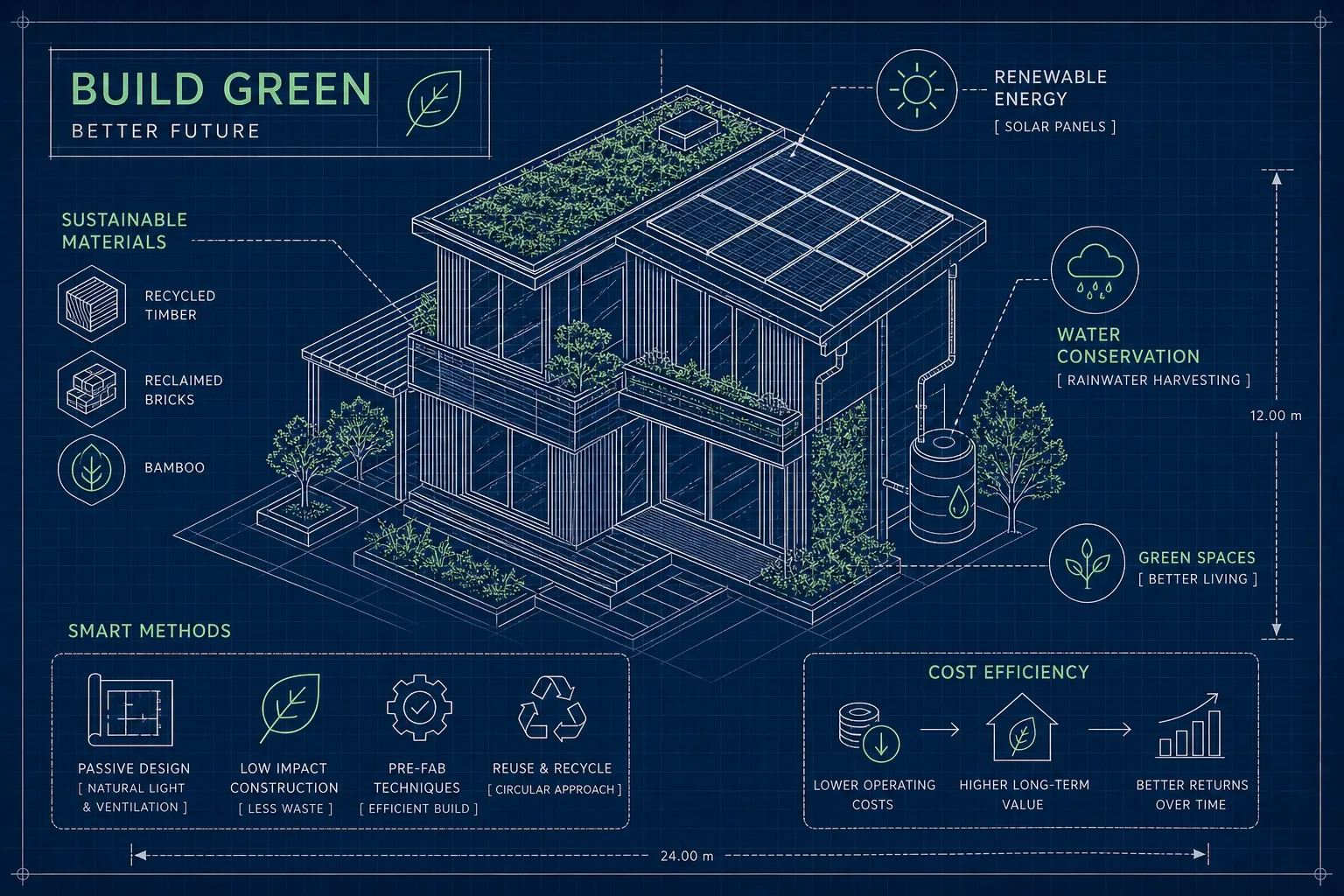 AI image to illustrate eco friendly methods in construction, from This Video Works, Edinburgh, London and Worcester