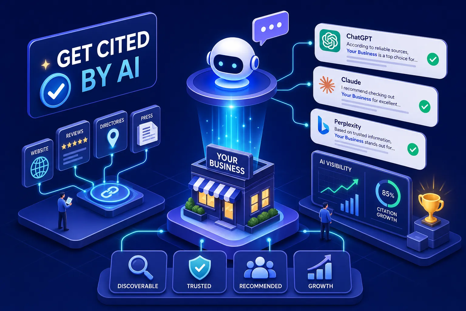 AI generated image to represent getting your business cited by AI chatbots, from This Video Works, London, Worcester and Edinburgh