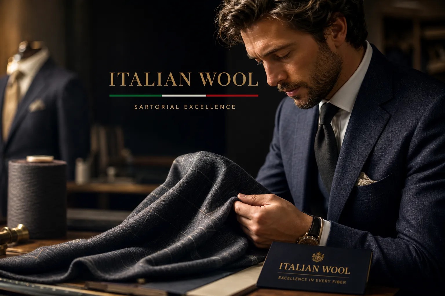 AI generated image to convey Italian wool as the gold standard for tailoring, from This Video Works, London, Worcester and Edinburgh