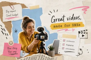 AI generated image to convey video production costs for SMEs, from This Video Works, London, Worcester and Edinburgh