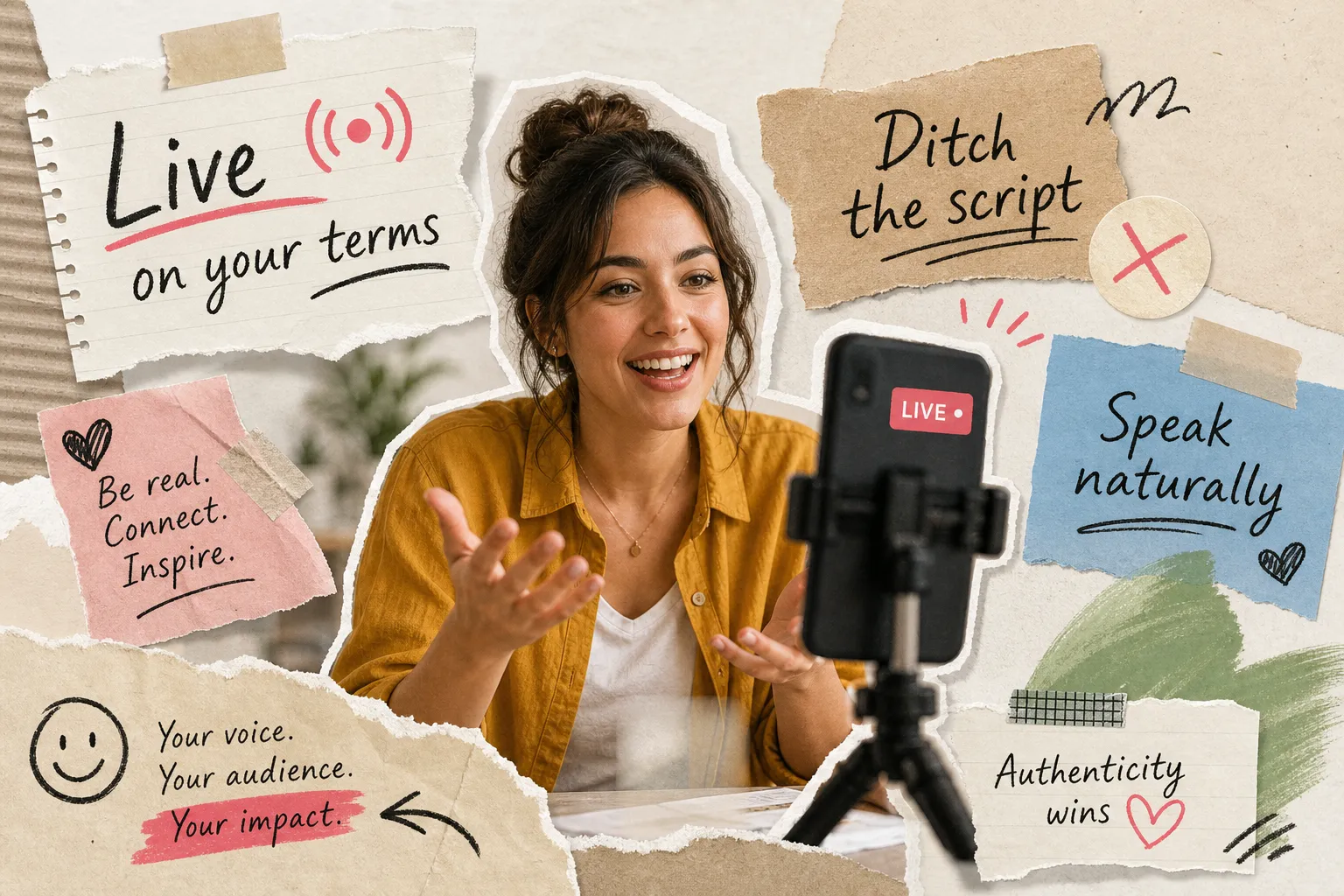 AI generated image to convey how live video prompting can help you speak naturally on camera, from This Video Works, London, Worcester and Edinburgh